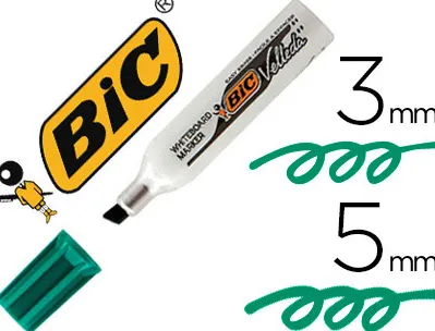 Marqueur bic velleda 1781 effaçable pointe biseautée 2mm écriture 3/5mm encre cétone corps métal capuchon ventilé vert