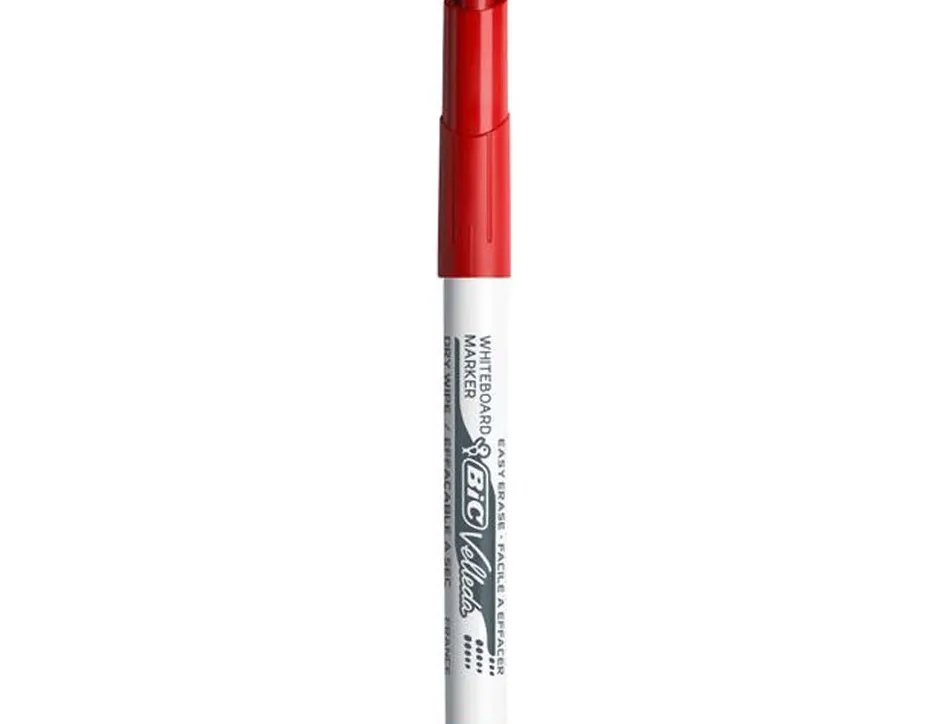 Marqueur bic velleda 1741 effaçable pointe ogive tracé 2mm encre cétone format stylo grande longévité pochette 4 unités