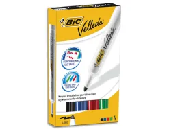 Marqueur bic velleda 1711 effaçable pointe ogive tracé 2mm corps plastique encre cétone boîte 4 unités