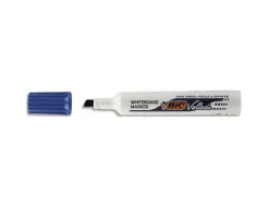 Marqueur bic velleda 1791 effaçable pointe biseautée tracé 2/5mm corps plastique encre cétone bleu