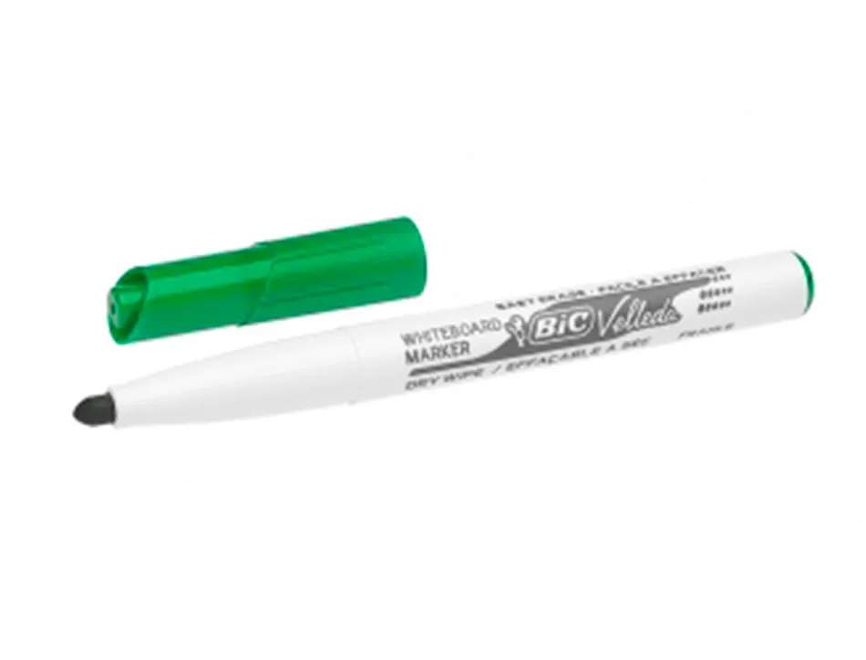 Marqueur bic velleda 1741 effaçable pointe ogive tracé 2mm encre cétone format stylo grande longévité vert