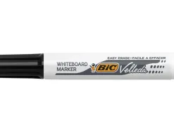 Marqueur bic velleda 1791 effaçable pointe biseautée tracé 2/5mm corps plastique encre cétone noir