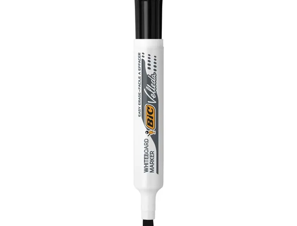 Marqueur bic velleda 1791 effaçable pointe biseautée tracé 2/5mm corps plastique encre cétone noir