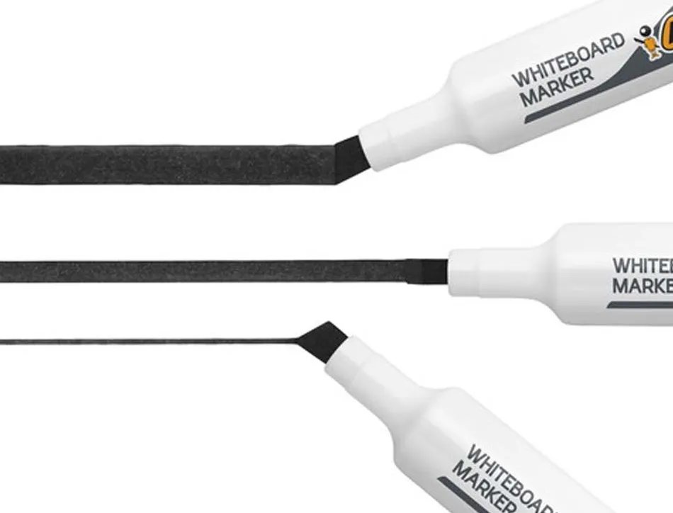 Marqueur bic velleda 1791 effaçable pointe biseautée tracé 2/5mm corps plastique encre cétone noir