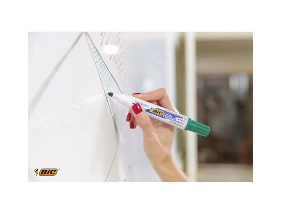Marqueur bic velleda 1701 effaçable pointe ogive tracé 1.5mm encre base alcool inodore corps plastique boîte 4 unités