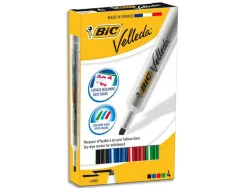 Marqueur bic velleda 1791 effaçable pointe biseautée tracé 2/5mm corps plastique encre cétone boîte 4 unités