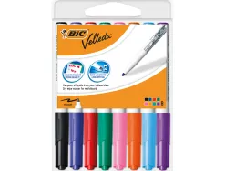 Marqueur bic velleda 1741 effaçable pointe ogive tracé 2mm encre cétone format stylo grande longévité pochette 8 unités
