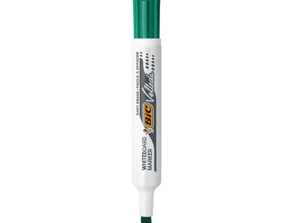 Marqueur bic velleda 1791 effaçable pointe biseautée tracé 2/5mm corps plastique encre cétone vert