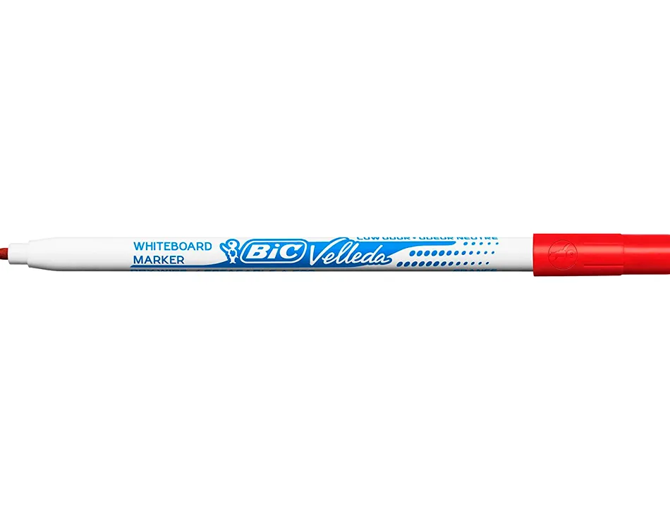 Marqueur bic velleda 1721 effaçable pointe ogive 1mm encre alcool sans odeur corps plastique rouge