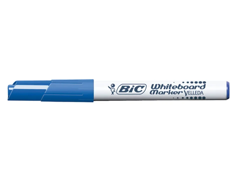 Marqueur bic velleda 1741 effaçable pointe ogive tracé 2mm encre cétone format stylo grande longévité bleu