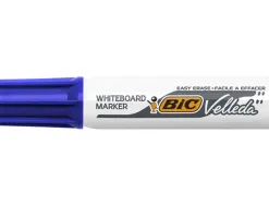 Marqueur bic velleda 1781 effaçable pointe biseautée 2mm écriture 3/5mm encre cétone corps métal capuchon ventilé bleu