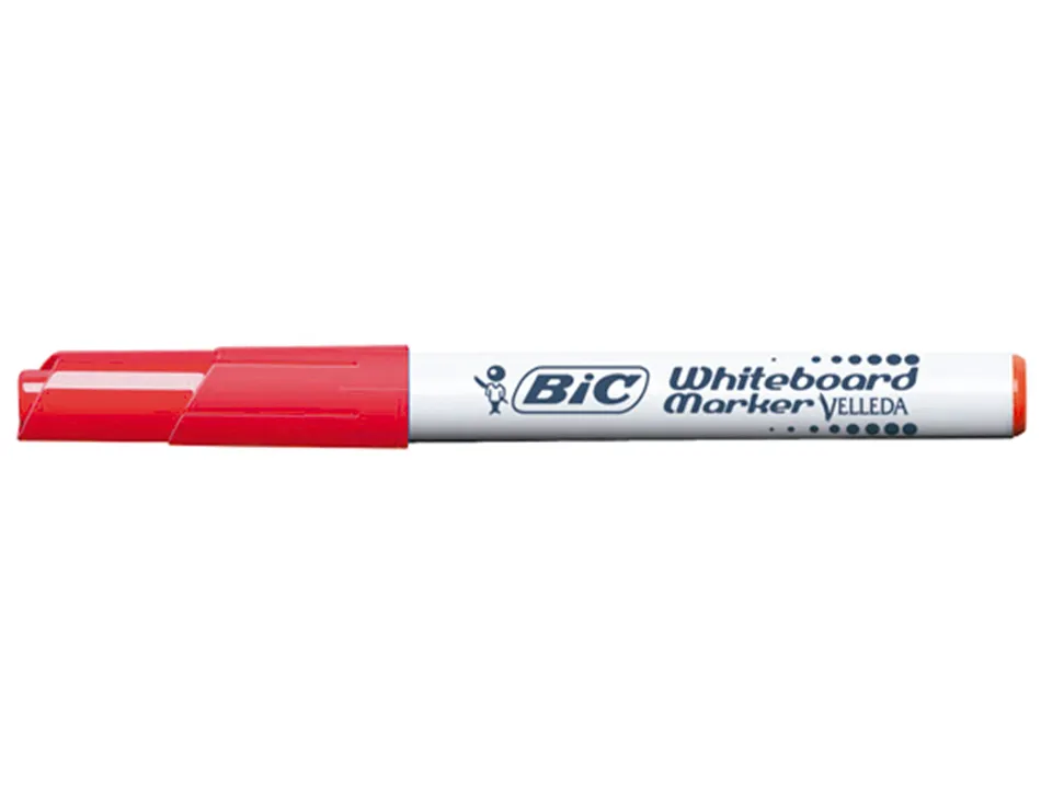 Marqueur bic velleda 1741 effaçable pointe ogive tracé 2mm encre cétone format stylo grande longévité rouge