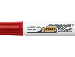 Marqueur bic velleda 1781 effaçable pointe biseautée 2mm écriture 3/5mm encre cétone corps métal capuchon ventilé rouge