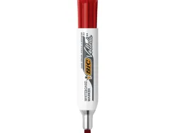 Marqueur bic velleda 1781 effaçable pointe biseautée 2mm écriture 3/5mm encre cétone corps métal capuchon ventilé rouge