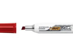 Marqueur bic velleda 1781 effaçable pointe biseautée 2mm écriture 3/5mm encre cétone corps métal capuchon ventilé rouge