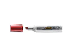 Marqueur bic velleda 1781 effaçable pointe biseautée 2mm écriture 3/5mm encre cétone corps métal capuchon ventilé rouge