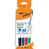 Marqueur bic velleda 1721 effaçable pointe ogive 1mm encre alcool sans odeur corps plastique pochette 4 unités