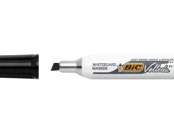 Marqueur bic velleda 1781 effaçable pointe biseautée 2mm écriture 3/5mm encre cétone corps métal capuchon ventilé noir
