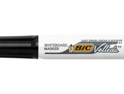 Marqueur bic velleda 1781 effaçable pointe biseautée 2mm écriture 3/5mm encre cétone corps métal capuchon ventilé noir