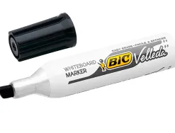 Marqueur bic velleda 1781 effaçable pointe biseautée 2mm écriture 3/5mm encre cétone corps métal capuchon ventilé noir
