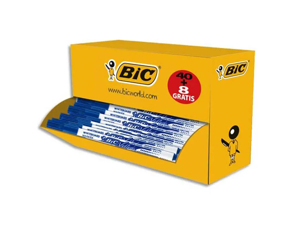 Marqueur bic velleda 1721 effaçable pointe ogive fine couleur bleu pack de 40 + 8 offerts