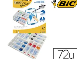 Marqueur bic velleda 1721 effaçable pointe ogive 1mm encre alcool sans odeur corps plastique coffret scolaire 72 feutres