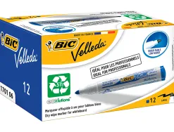 Marqueur bic velleda 1701 effaçable pointe ogive tracé 1-5mm encre base alcool inodore corps plastique bleu