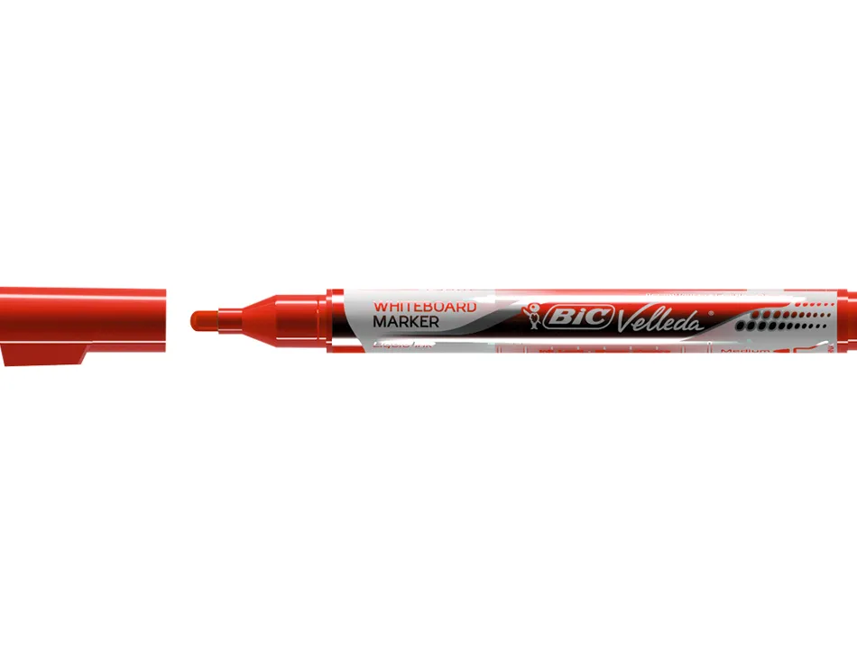 Marqueur bic velleda pocket effaçable pointe ogive tracé 3mm encre liquide base alcool format poche rouge