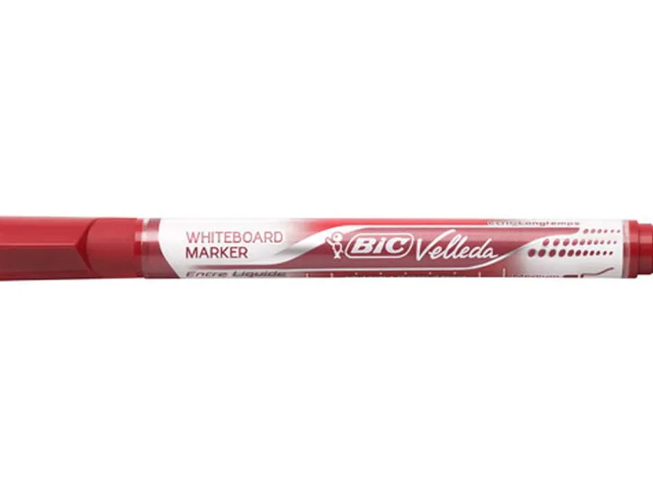 Marqueur bic velleda pocket effaçable pointe ogive tracé 3mm encre liquide base alcool format poche rouge