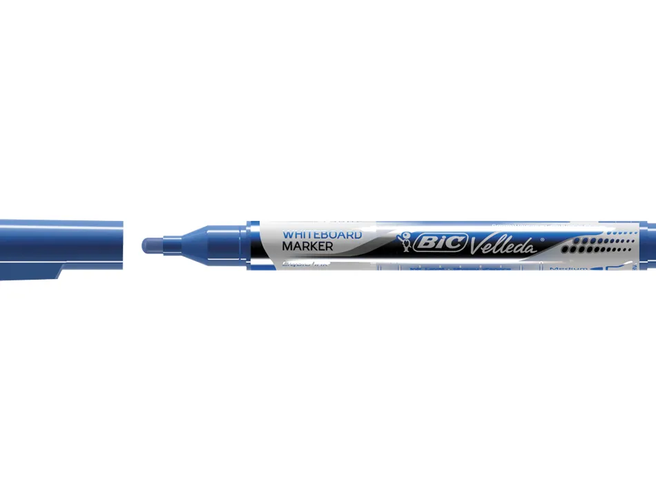 Marqueur bic velleda pocket effaçable pointe ogive tracé 3mm encre liquide base alcool format poche bleu
