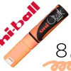 Marqueur craie uniball chalk pointe biseautee large 8mm ideale ardoise vitrine resiste pluie coloris orange fluo