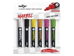Marqueur darwi marbel universel pointe ronde medium 4mm coloris assortis fluo set 6 unites