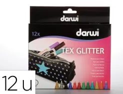 Marqueur darwi tex glitter pour tissus pointe 2mm coloris assortis set 12 unites