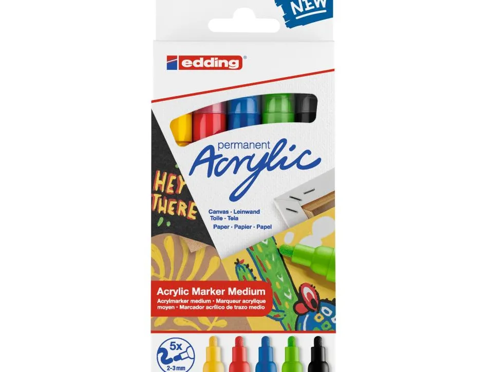 Marqueur edding 5100 boite de 5 couleurs assortis
