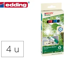 Marqueur edding 21 ecoline permanent rechargeable pointe ogive 1,5/3mm coloris assortis pack 4 unites