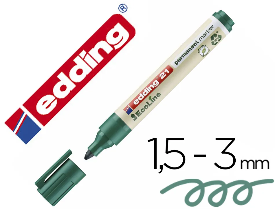 Marqueur edding 21 ecoline permanent rechargeable pointe ogive 1,5/3mm coloris vert