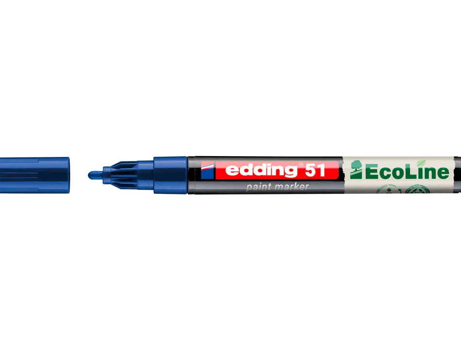 Marqueur edding 51 ecoline peinture base eau pointe ogive 1/2mm coloris bleu