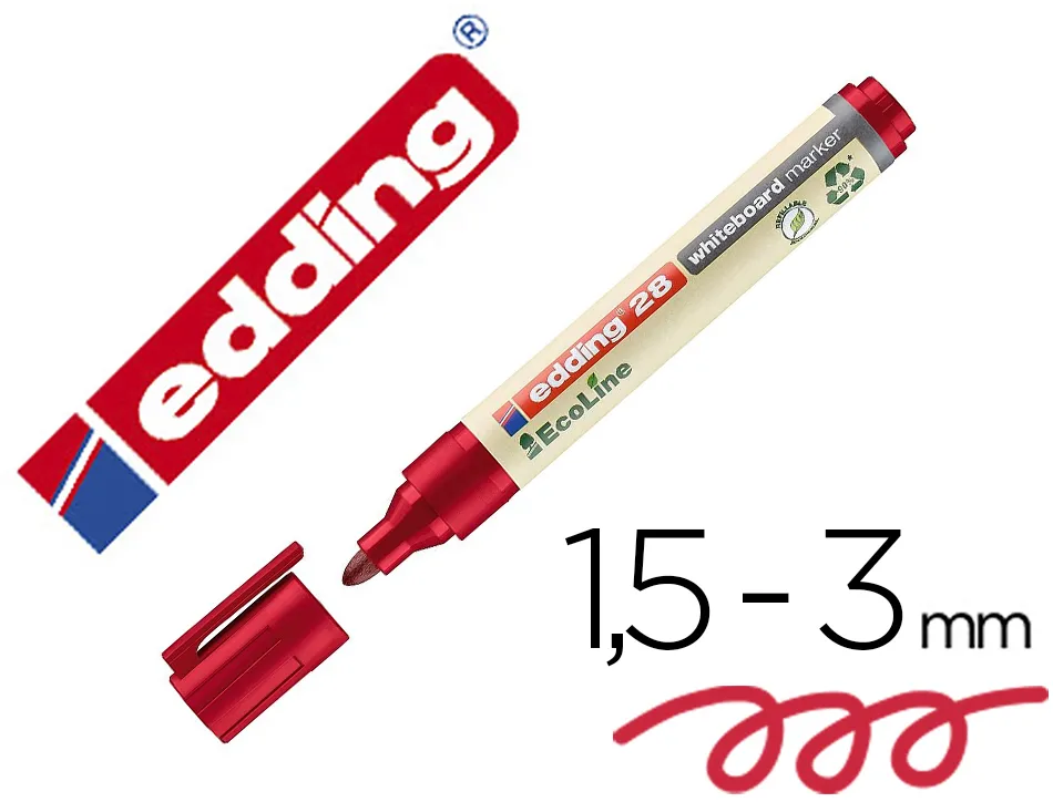 Marqueur edding 28 ecoline tableau blanc rechargeable pointe ogive 1,5/3mm effacable a sec coloris rouge