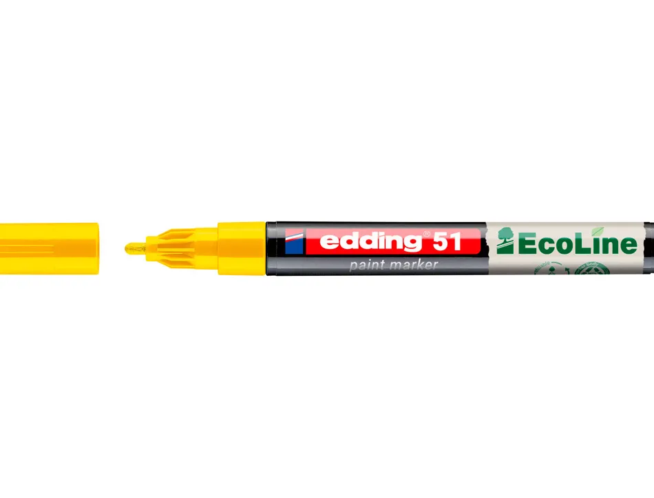 Marqueur edding 51 ecoline peinture base eau pointe ogive 1/2mm coloris jaune