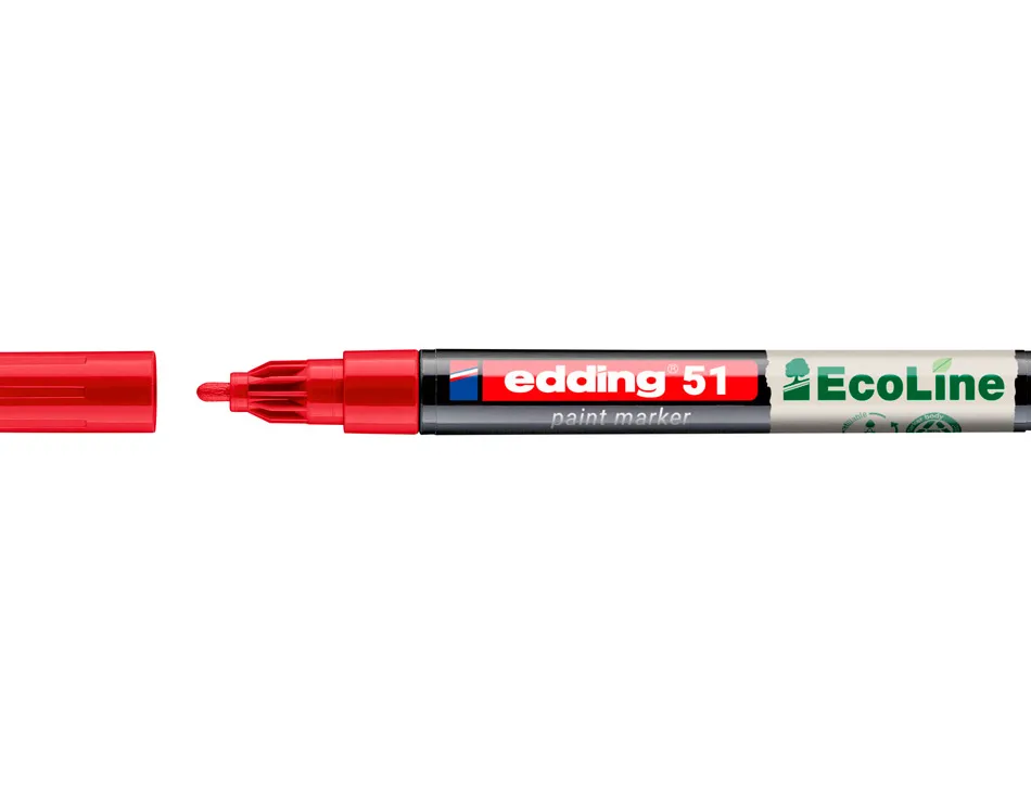 Marqueur edding 51 ecoline peinture base eau pointe ogive 1/2mm coloris rouge