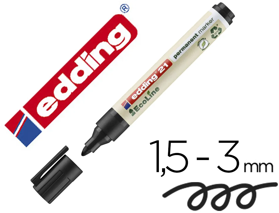 Marqueur edding 21 ecoline permanent rechargeable pointe ogive 1,5/3mm coloris noir