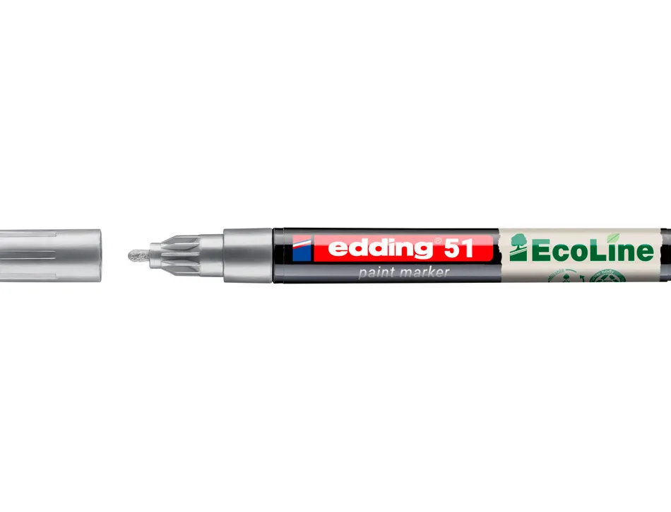Marqueur edding 51 ecoline peinture base eau pointe ogive 1/2mm coloris argent