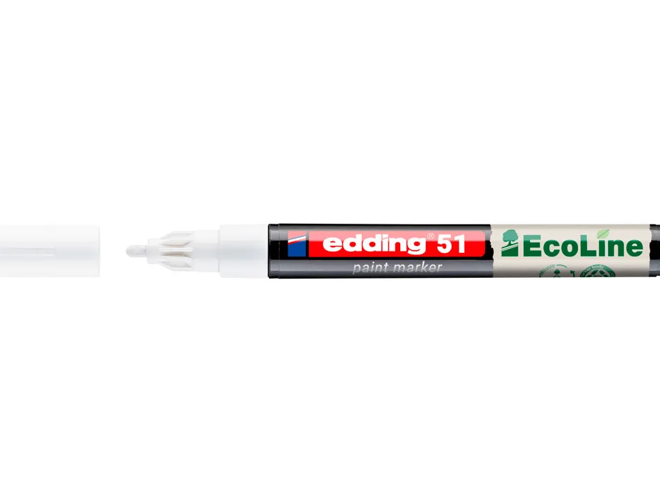 Marqueur edding 51 ecoline peinture base eau pointe ogive 1/2mm coloris blanc