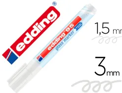 Marqueur edding 95 pour verre pointe ronde trace 1,5 a 3mm coloris blanc