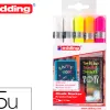 Marqueur edding craie liquide e4095 fenêtre ardoise verre pointe ogive 2 á 3mm assortis fluor pochette 5 unités
