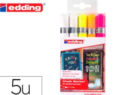 Marqueur edding craie liquide e4095 fenêtre ardoise verre pointe ogive 2 á 3mm assortis fluor pochette 5 unités