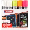 Marqueur edding craie liquide e4090 fenêtre ardoise verre pointe biseautée tracé 4/15mm assortis fluor pochette 5 unités