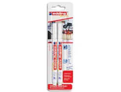 Marqueur edding craie liquide 4085 pointe ogive fine largeur de trait 1/2mm coloris blanc blister 2