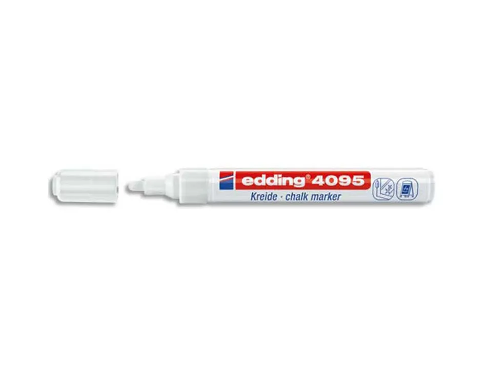 Marqueur edding craie liquide e-4095 fenêtre ardoise verre pointe ogive 2/3mm coloris blanc