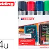 Marqueur edding craie liquide e4095 fenêtre ardoise verre pointe ogive 2 à 3mm assortis pochette 4 unités